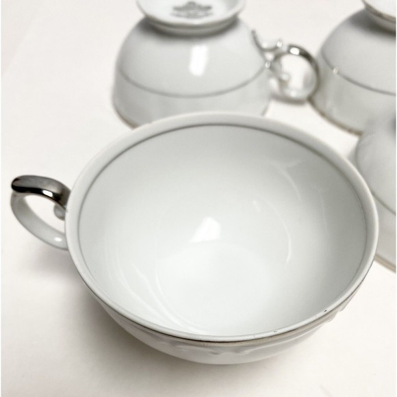 4 Vintage Fine China Harmony House Silver Sonata Tea Cups Mug 3639 Cups Only - Picture 6 of 9